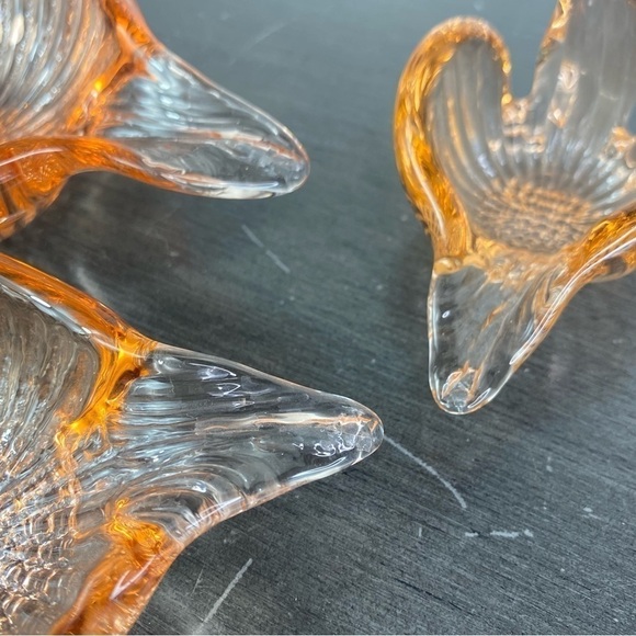 Vintage Art Glass Nesting Swans Made in Italy Salmon Amber Bowl Trinket Dishes - Picture 9 of 16